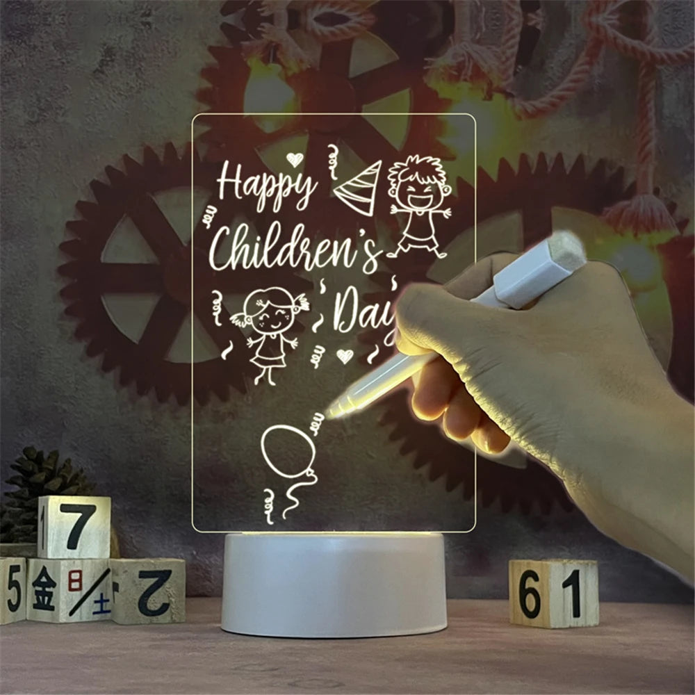 Erasable USB LED Night Light - Transparent Acrylic Message Board, Calendar, and Desktop Ornament™