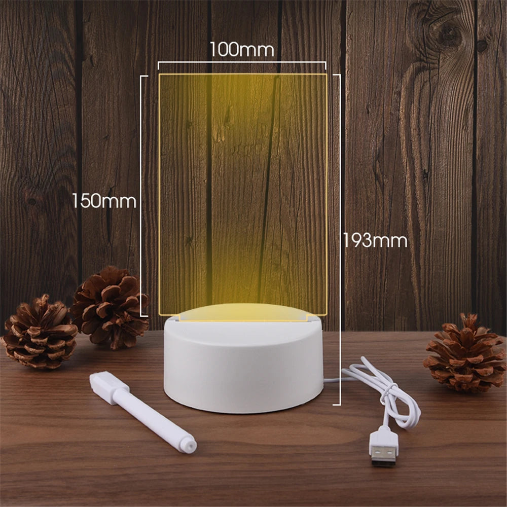 Erasable USB LED Night Light - Transparent Acrylic Message Board, Calendar, and Desktop Ornament™